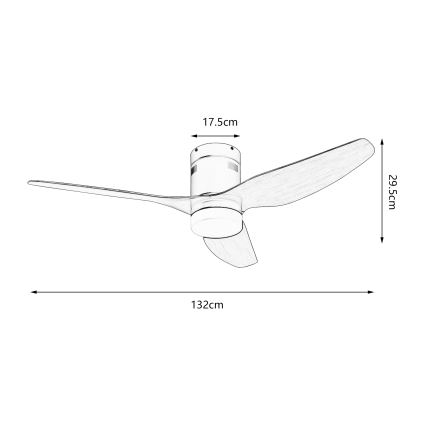 ZEVENTI - LED Dimbar takfläkt PADUA LED/18W/230V 3000-6000K Wi-Fi Tuya vit/brun + fjärrkontroll