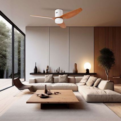 ZEVENTI - LED Takfläkt PADUA LED/18W/230V 3000-6000K Wi-Fi Tuya vit/brun + fjärrkontroll