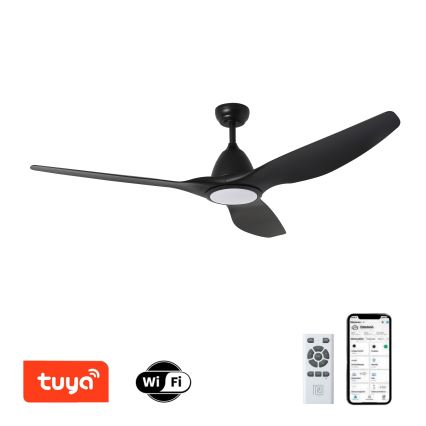 ZEVENTI - LED takfläkt URBINO LED/20W/230V 3000-6000K Wi-Fi Tuya svart + fjärrkontroll