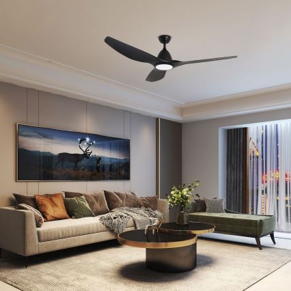 ZEVENTI - LED takfläkt URBINO LED/20W/230V 3000-6000K Wi-Fi Tuya svart + fjärrkontroll