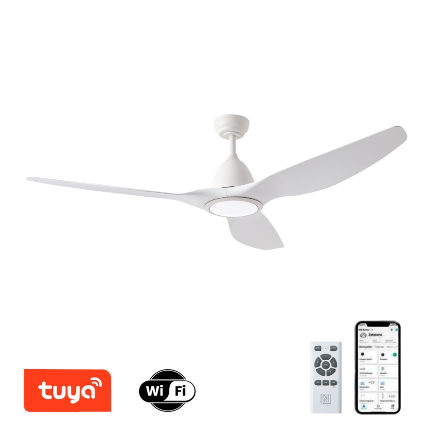 ZEVENTI - LED Dimbar takfläkt URBINO LED/20W/230V 3000-6000K Wi-Fi Tuya vit + fjärrkontroll