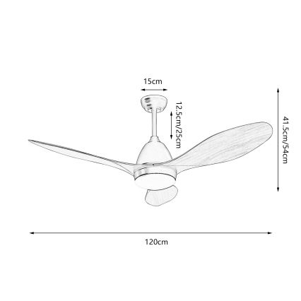 ZEVENTI - LED takfläkt MURO LED/18W/230V 3000/4000/6000K Wi-Fi Tuya svart + fjärrkontroll