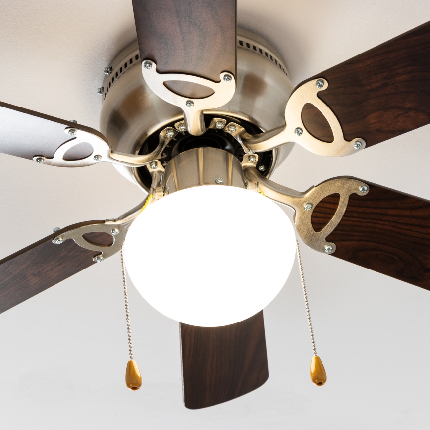 ZEVENTI - Takfläkt GALDANA 1xE27/60W/230V brun/beige