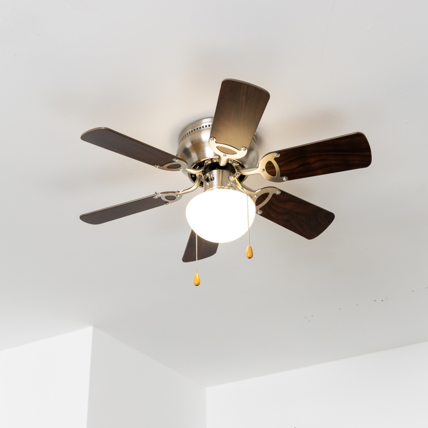 ZEVENTI - Takfläkt GALDANA 1xE27/60W/230V brun/beige