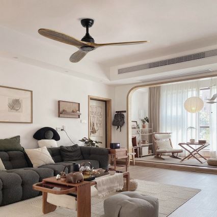 ZEVENTI - Takfläkt LAURIA Wi-Fi Tuya svart/ek + fjärrkontroll