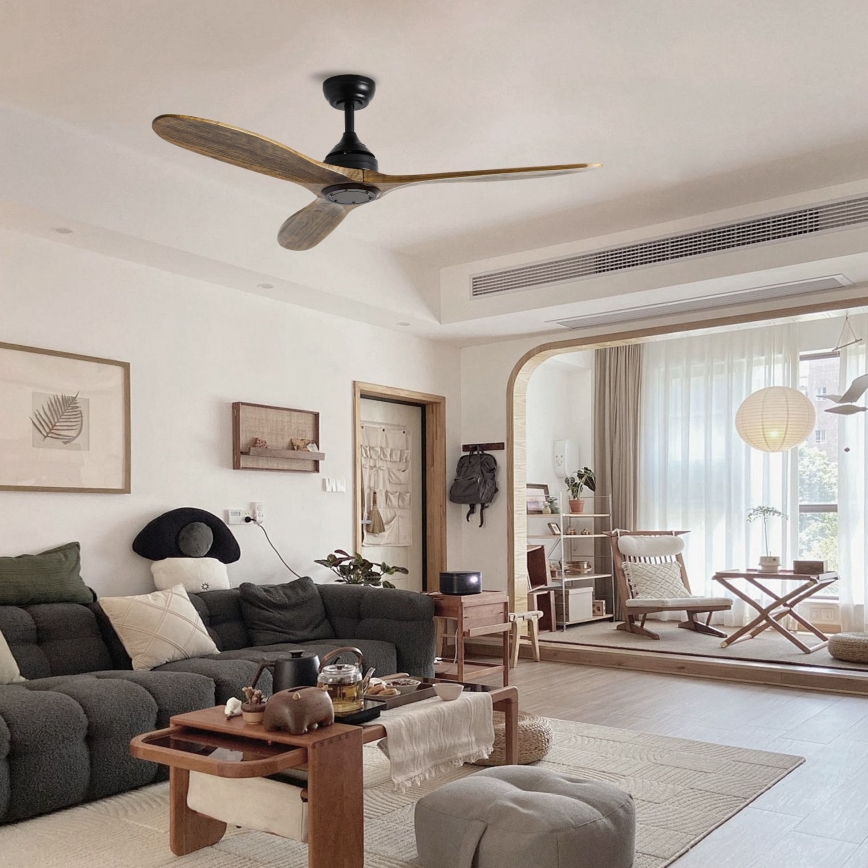 ZEVENTI - Takfläkt LAURIA Wi-Fi Tuya svart/ek + fjärrkontroll