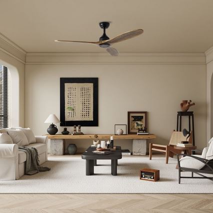 ZEVENTI - Takfläkt LAURIA Wi-Fi Tuya svart/ek + fjärrkontroll