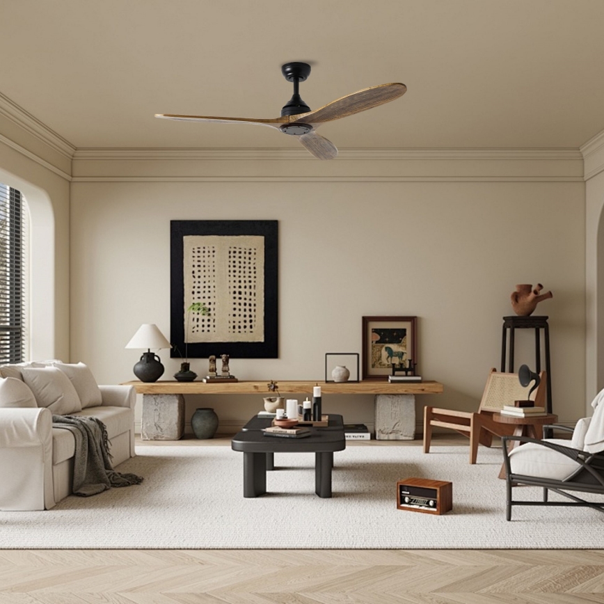 ZEVENTI - Takfläkt LAURIA Wi-Fi Tuya svart/ek + fjärrkontroll