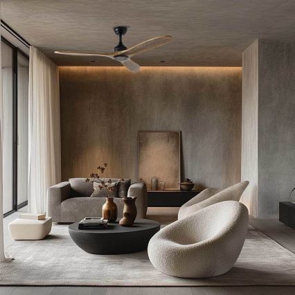 ZEVENTI - Takfläkt LAURIA Wi-Fi Tuya svart/ek + fjärrkontroll