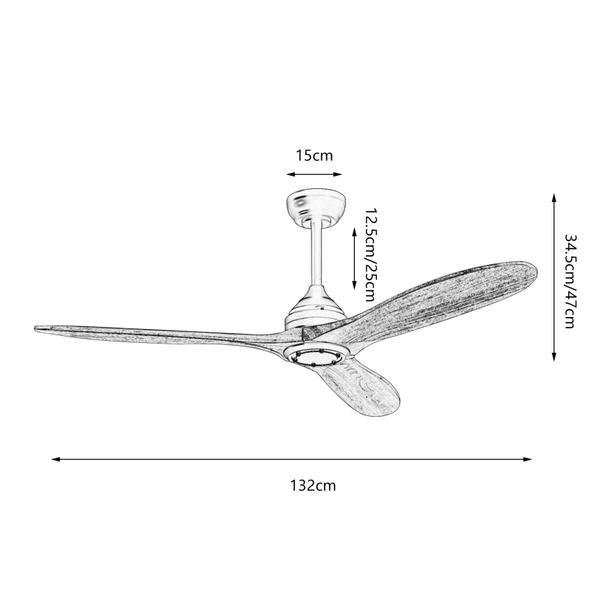 ZEVENTI - Takfläkt LAURIA Wi-Fi Tuya svart/ek + fjärrkontroll