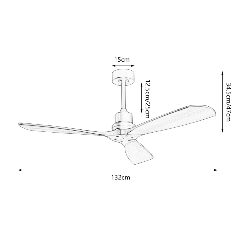ZEVENTI - Takfläkt LIONI Wi-Fi Tuya matt krom/ek + fjärrkontroll