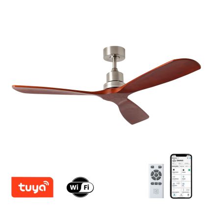 ZEVENTI - Takfläkt LIONI Wi-Fi Tuya matt krom/ek + fjärrkontroll