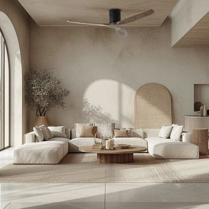 ZEVENTI - Takfläkt SPELLO Wi-Fi Tuya svart/ek + fjärrkontroll