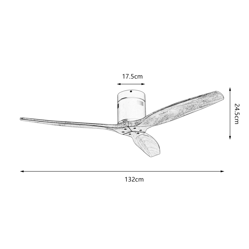 ZEVENTI - Takfläkt SPELLO Wi-Fi Tuya svart/ek + fjärrkontroll