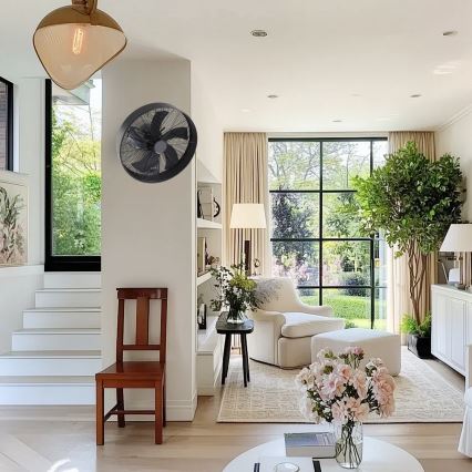 ZEVENTI - Väggfläkt FANNY 50W/230V svart + fjärrkontroll