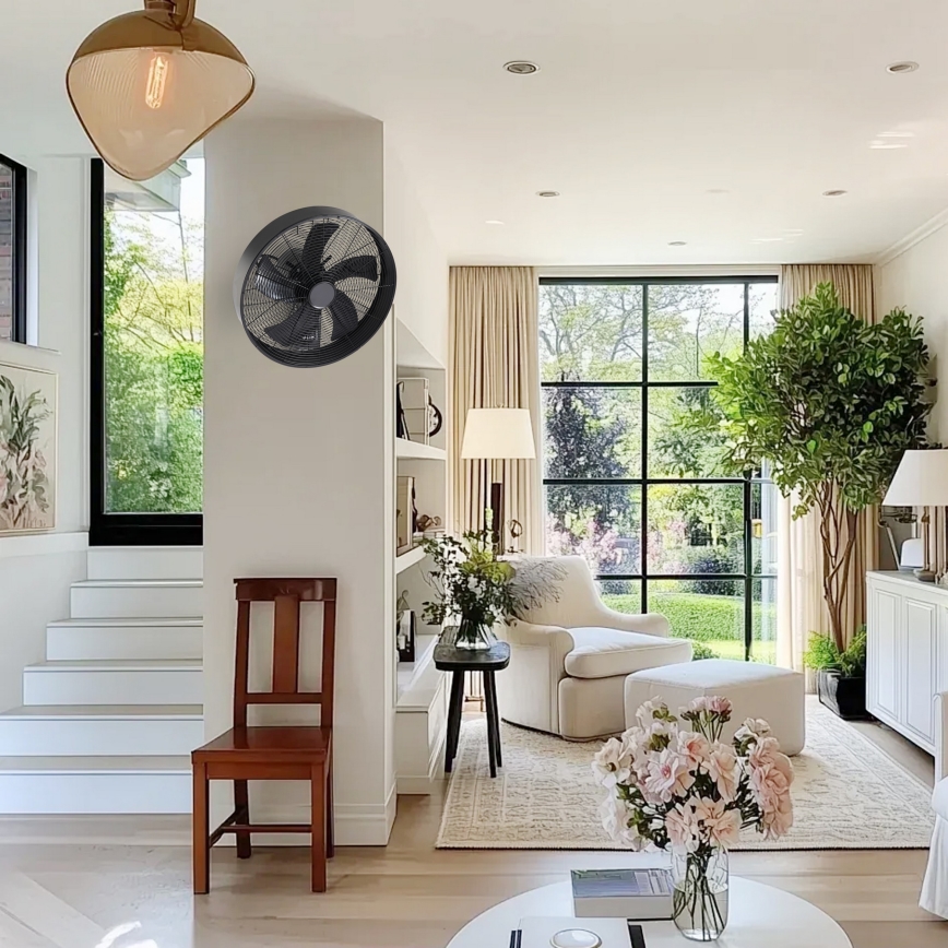 ZEVENTI - Väggfläkt FANNY 50W/230V svart + fjärrkontroll