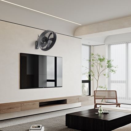 ZEVENTI - Väggfläkt FANNY 50W/230V svart + fjärrkontroll