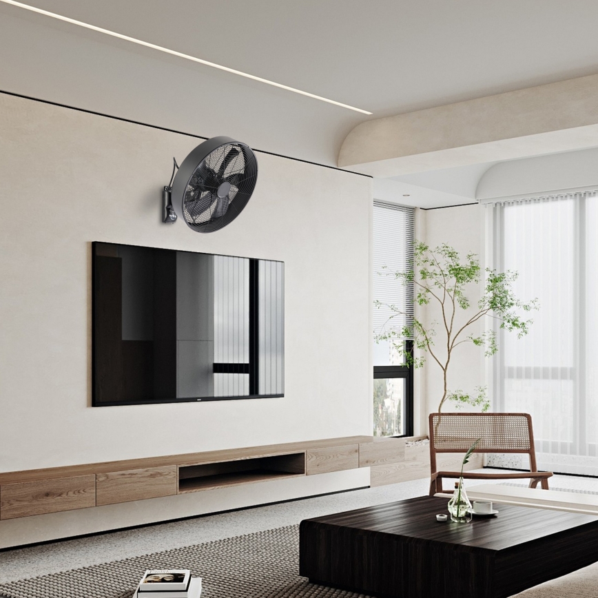 ZEVENTI - Väggfläkt FANNY 50W/230V svart + fjärrkontroll