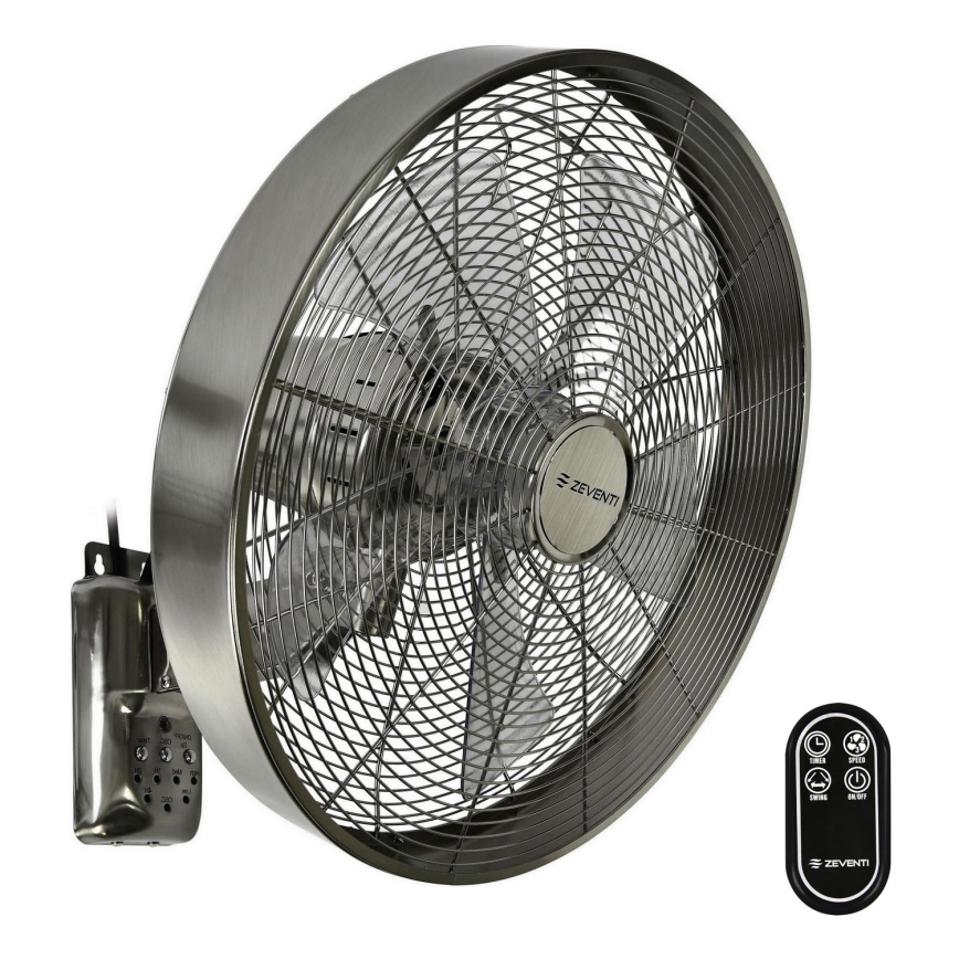 ZEVENTI - Väggfläkt FREEZE 50W/230V diameter 40 cm matt krom + fjärrkontroll