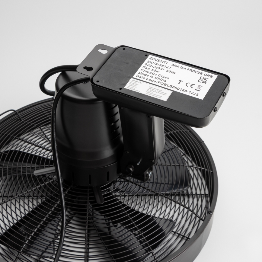 ZEVENTI - Väggfläkt FREEZE 50W/230V diameter 40 cm svart + fjärrkontroll