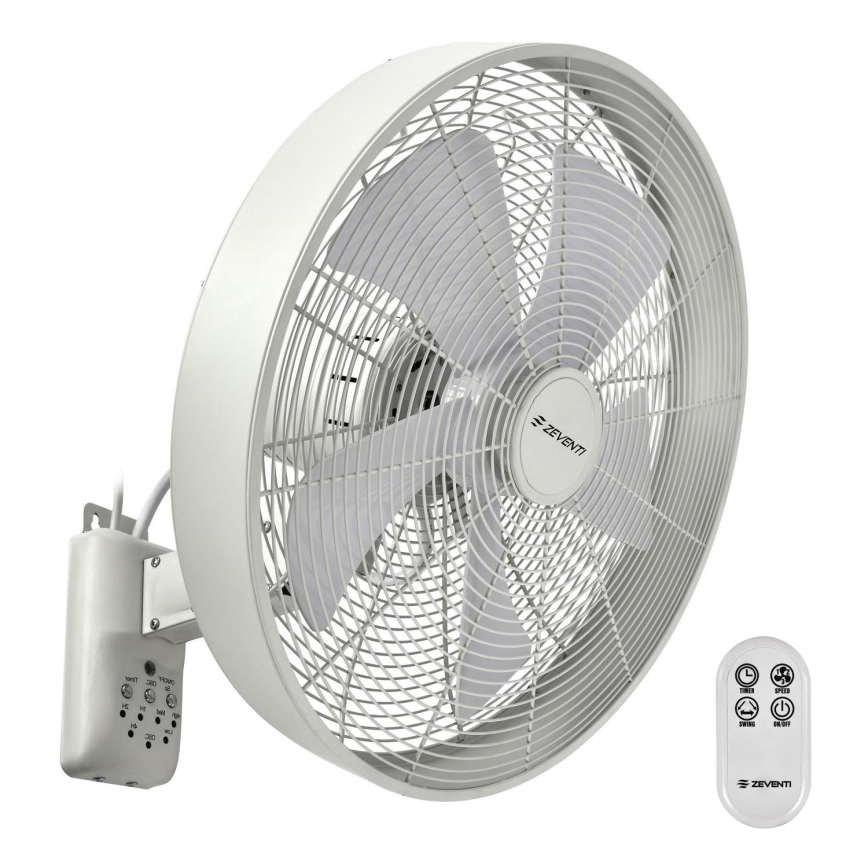 ZEVENTI - Väggfläkt FREEZE 50W/230V diameter 40 cm vit + fjärrkontroll