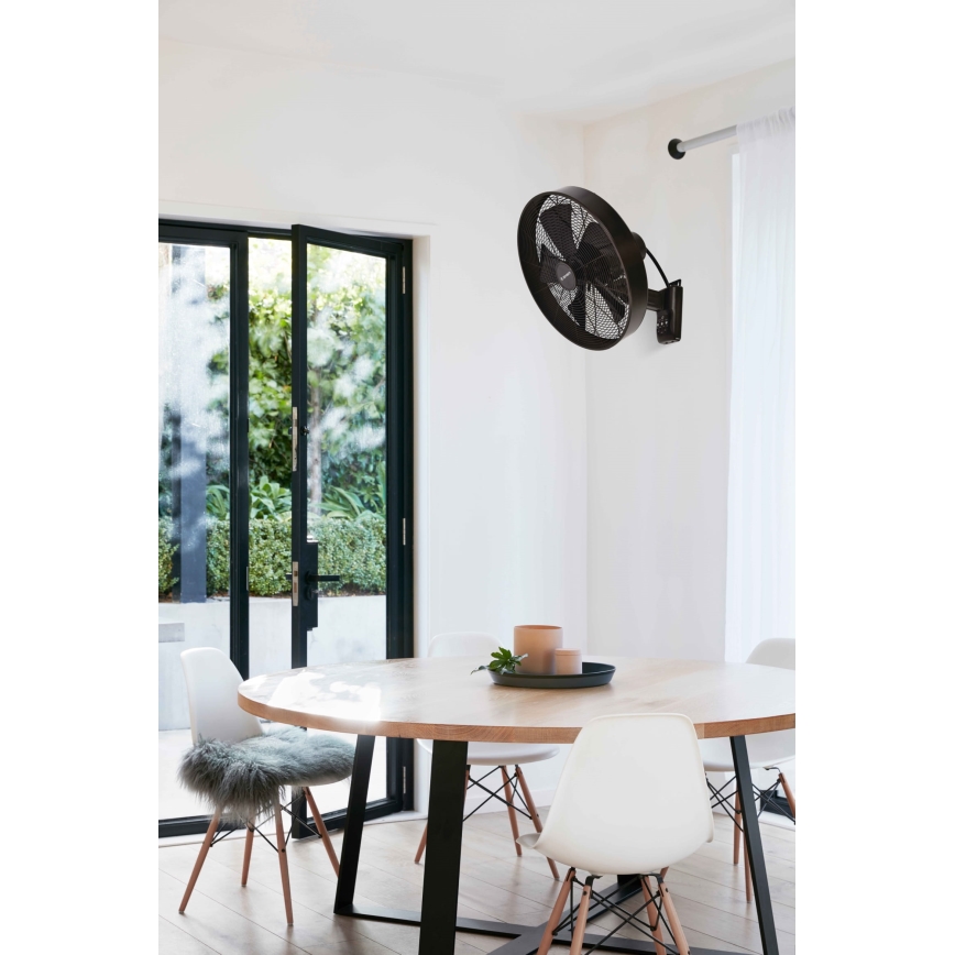 ZEVENTI - Väggfläkt FREEZE 50W/230V diameter 40 cm svart/brun + fjärrkontroll