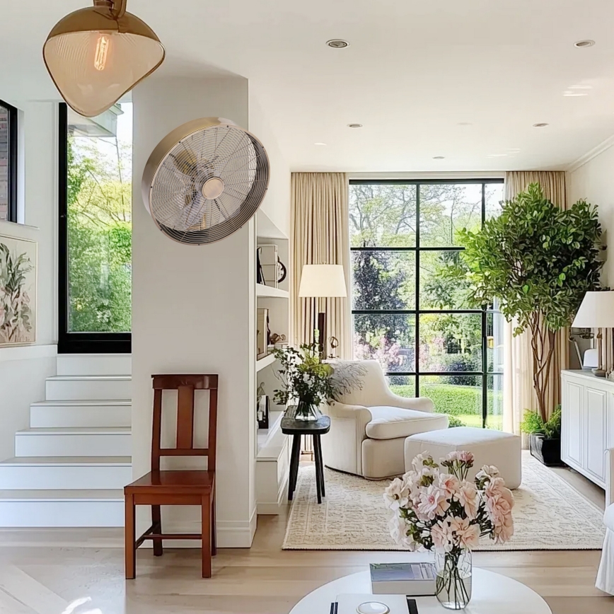 ZEVENTI - Väggmonterad fläkt FANNY 50W/230V bronsfärgad + fjärrkontroll