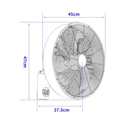 ZEVENTI - Väggmonterad fläkt FANNY 50W/230V mattkrom + fjärrkontroll