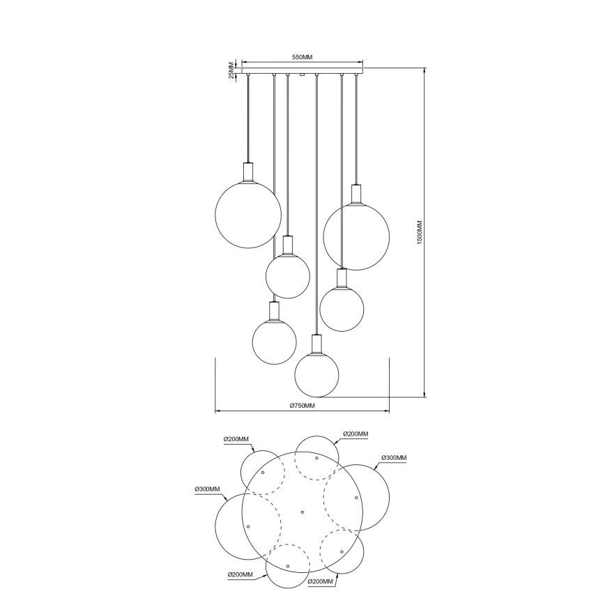 Zuma Line - Ljuskrona på vajer 6xE27/25W/230V Ø 75 cm guld/svart