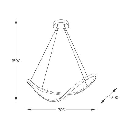 Zuma Line - LED ljuskrona med textilsladd LED/45W/230V 3000/4000/6000K svart