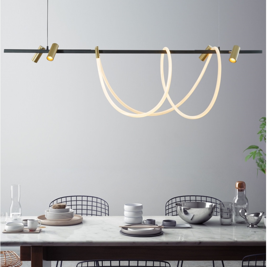 Zuma Line - LED dimbar taklampa LED/60W + LED/7,5W/230V 2700-6000K svart/guld + fjärrkontroll