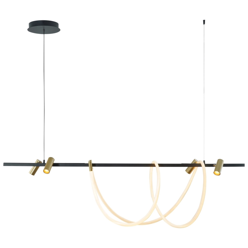 Zuma Line - LED ljusreglerad ljuskrona på textilsladd LED/60W + LED/7,5W/230V 2700-6000K svart/guld + fjärrkontroll