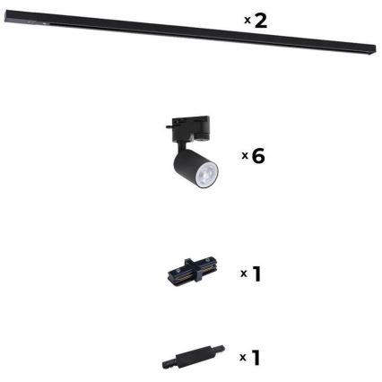Zuma Line - Spotlight för skensystem 6xGU10/10W/230V svart + rälstillbehör