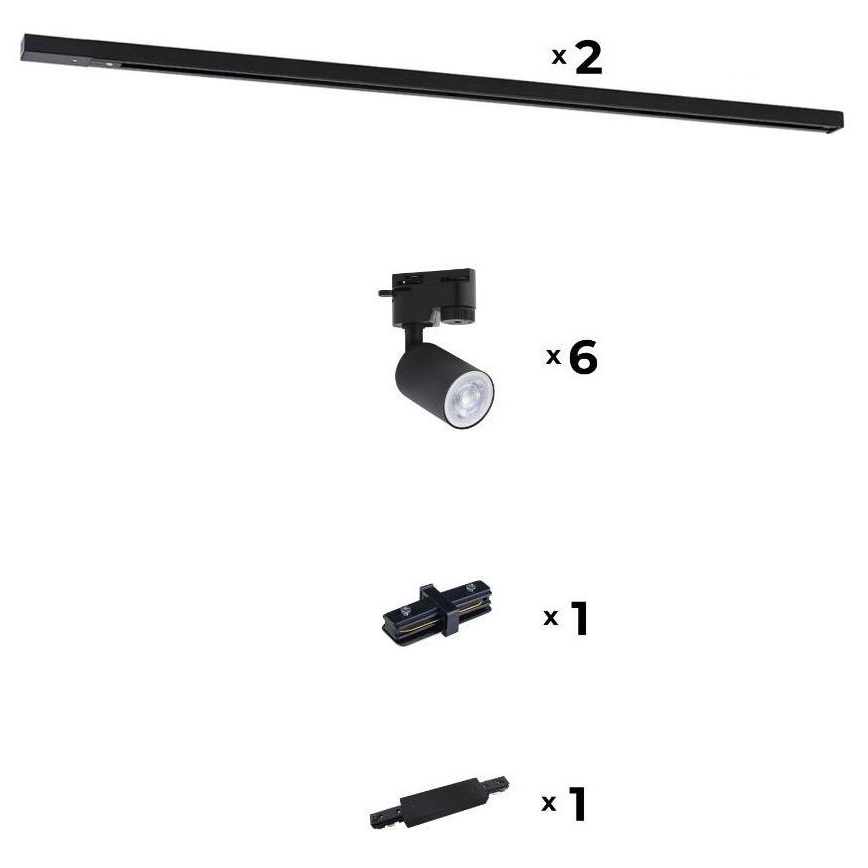 Zuma Line - Spotlight för skensystem 6xGU10/10W/230V svart + rälstillbehör