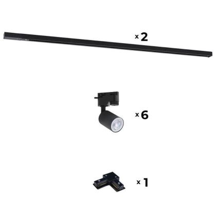 Zuma Line - Spotbelysning för skensystem 6xGU10/10W/230V svart + skentillbehör