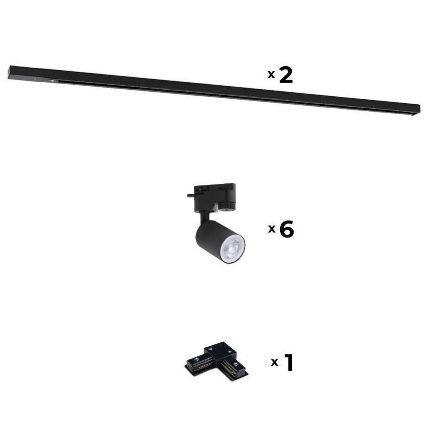 Zuma Line - Spotlight för skensystem 6xGU10/10W/230V svart + rälstillbehör