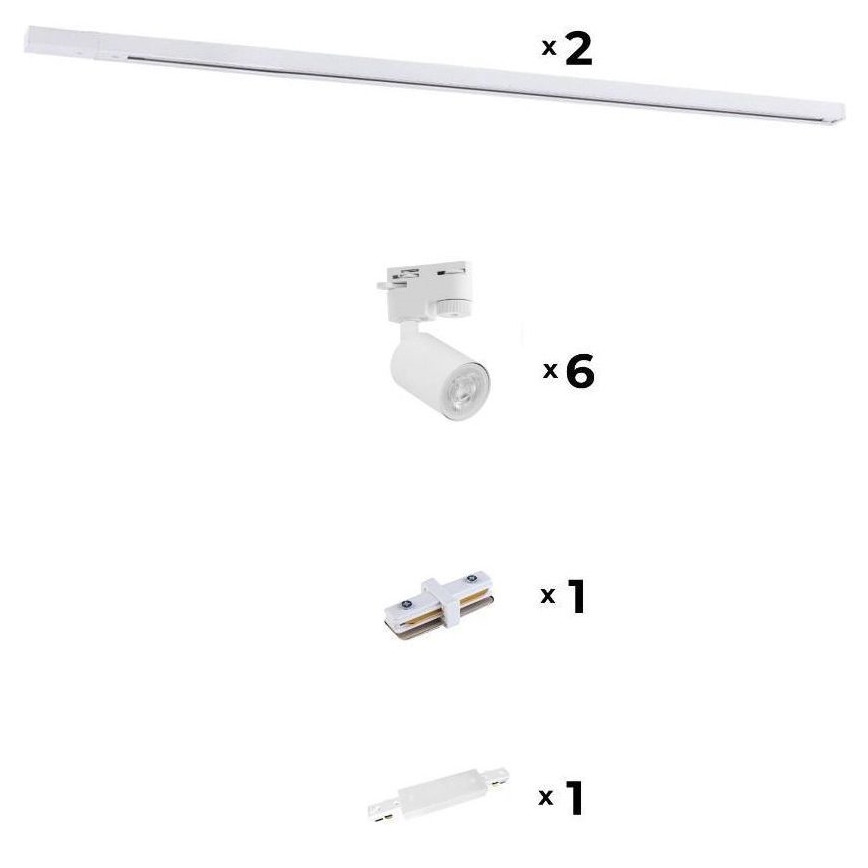 Zuma Line - Spotlight för skensystem 6xGU10/10W/230V vit + rälstillbehör