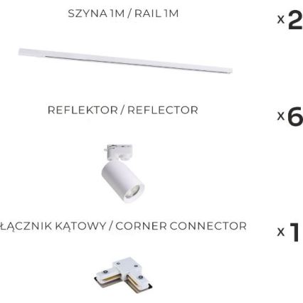 Zuma Line - Spot i skensystem 6xGU10/35W/230V vit