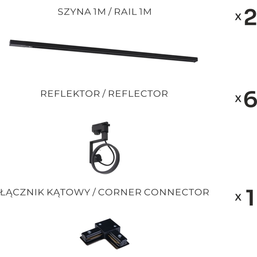 Zuma Line - Spotlampa för skensystem 6xGU10/15W/230V svart