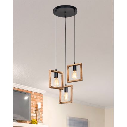 Zuma Line - Ljuskrona med textilsladd 3xE27/20W/230V tall/svart