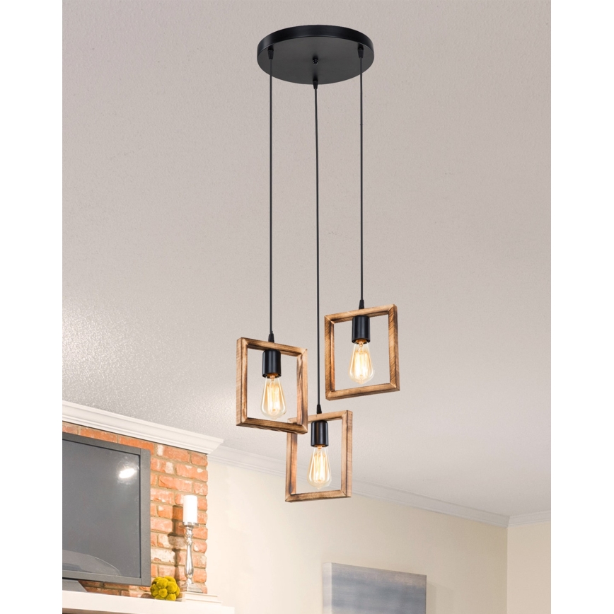 Zuma Line - Ljuskrona med textilsladd 3xE27/20W/230V tall/svart