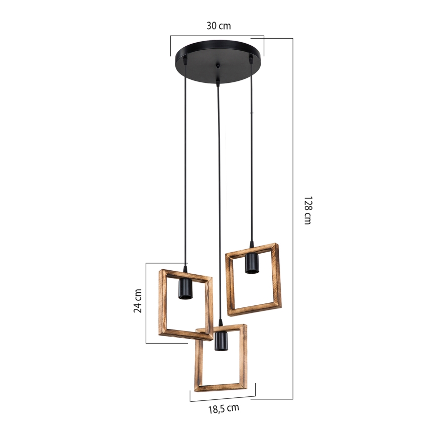 Zuma Line - Ljuskrona med textilsladd 3xE27/20W/230V tall/svart