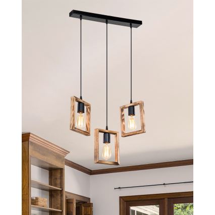 Zuma Line - Ljuskrona med textilsladd 3xE27/20W/230V tall/svart