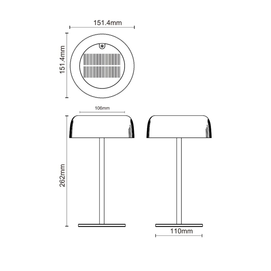 Zuma Line - LED Ljusreglerad solcell uppladdningsbar bordslampa LED/2,5W/2000 mAh IP44 svart