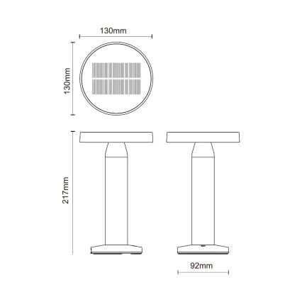 Zuma Line - LED Ljusreglerad solcell uppladdningsbar bordslampa LED/2W/2000 mAh IP44 svart