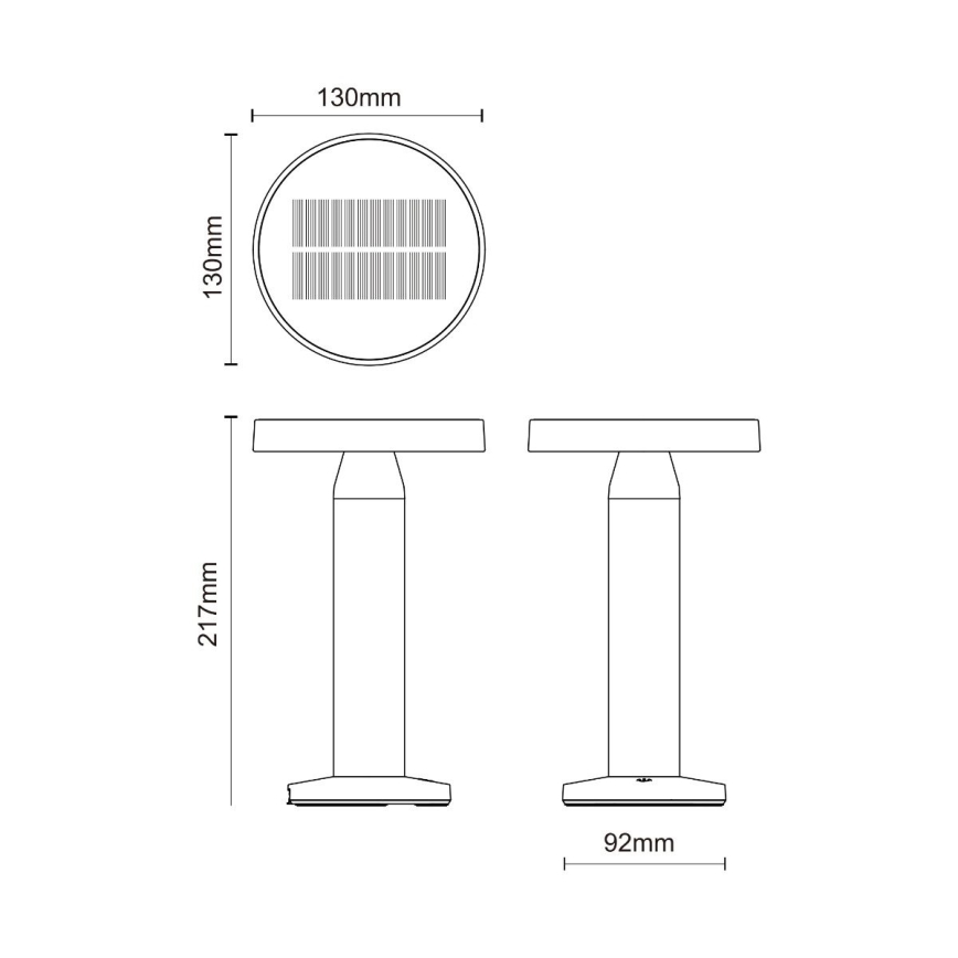 Zuma Line - LED Ljusreglerad solcell uppladdningsbar bordslampa LED/2W/2000 mAh IP44 svart