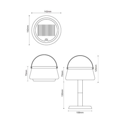 Zuma Line - LED Ljusreglerad solcell uppladdningsbar bordslampa LED/2,2W/2000 mAh IP44 svart