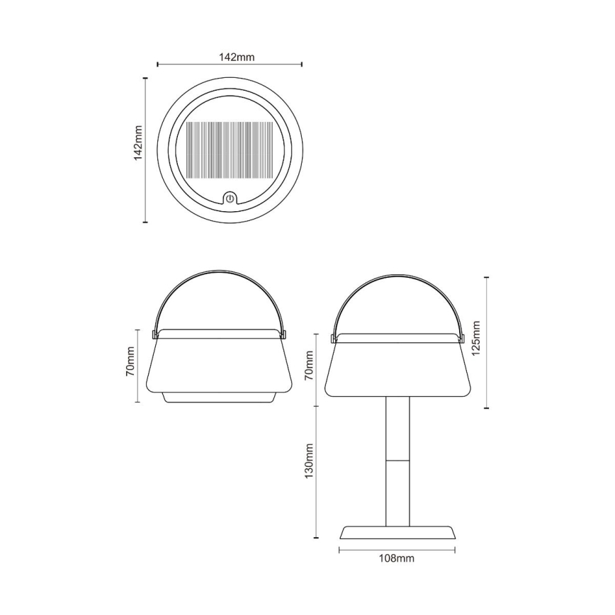 Zuma Line - LED Ljusreglerad solcell uppladdningsbar bordslampa LED/2,2W/2000 mAh IP44 svart