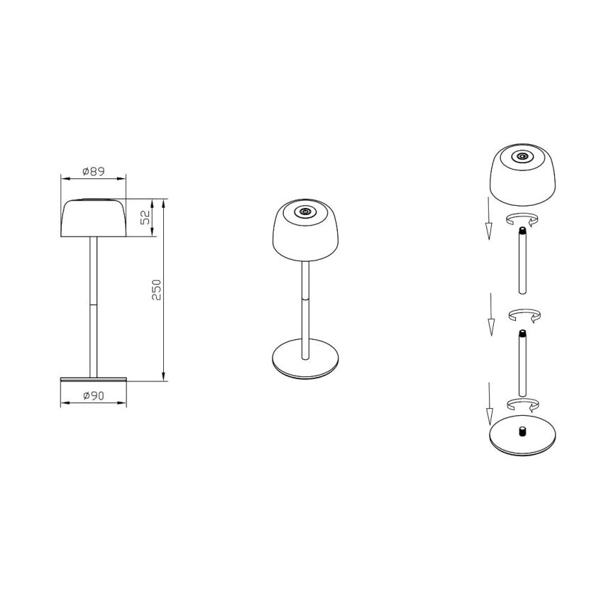 Zuma Line - LED Ljusreglerad uppladdningsbar bordslampa LED/2W/1200 mAh IP44 grädde