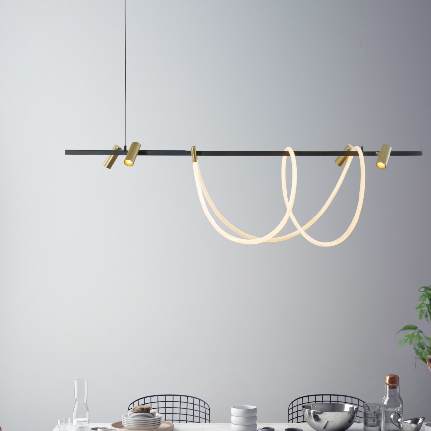 Zuma Line - LED dimbar taklampa LED/60W + LED/7,5W/230V 2700-6000K svart/guld + fjärrkontroll